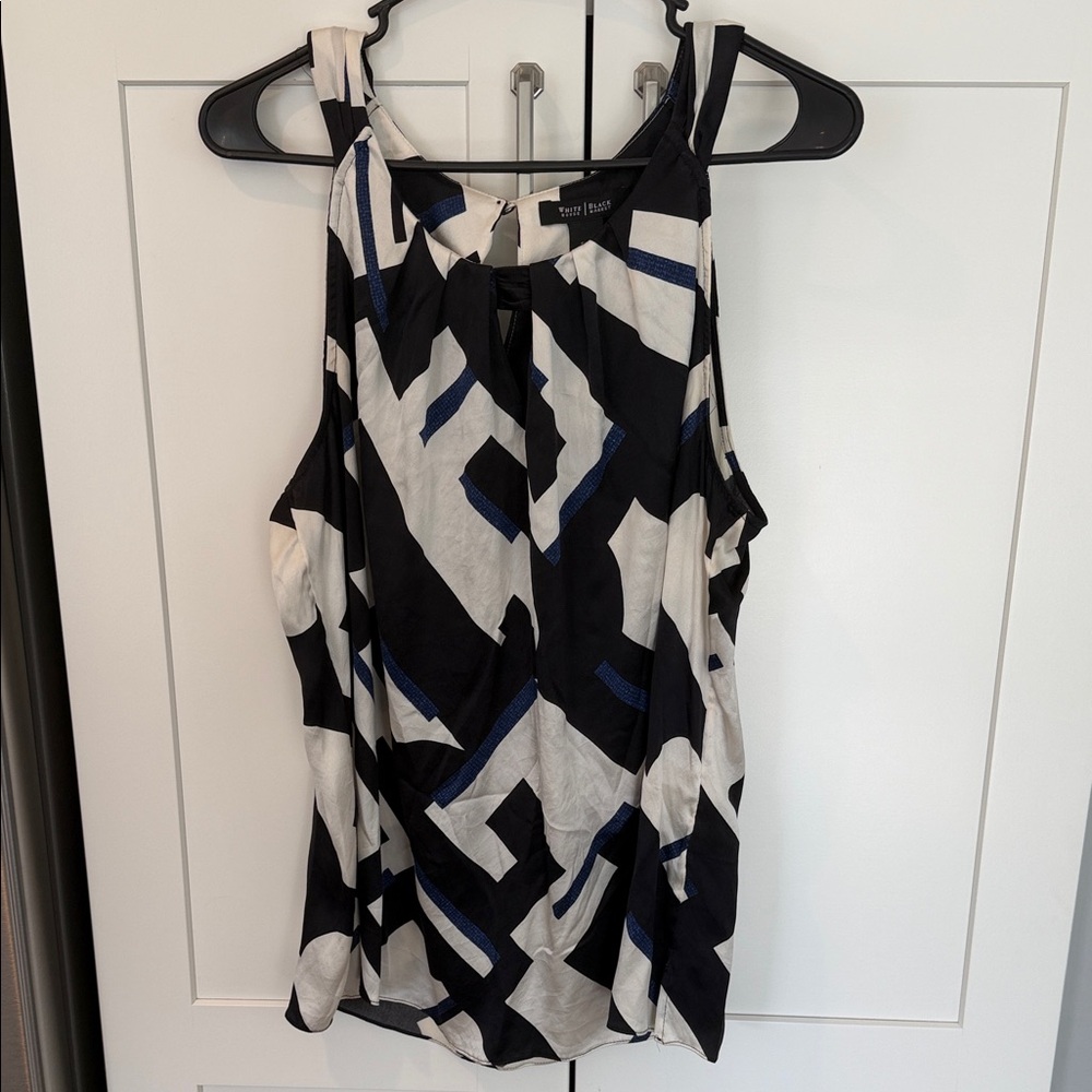 White House Black market Geometric Tank with Blue Trim